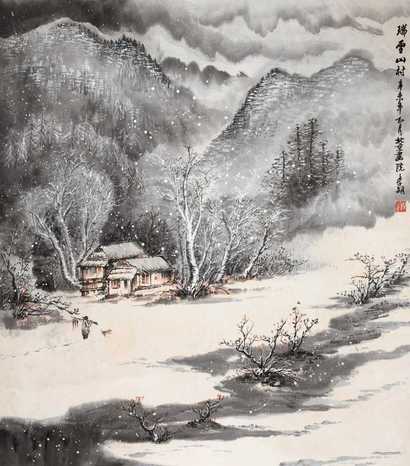 李颖 瑞雪山村 镜心